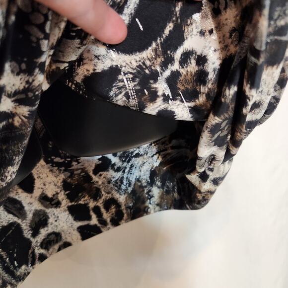 STUDIO Y Black Silver Gray Metallic Animal Print Sleeveless Mini Cocktail Dress - Picture 9 of 11